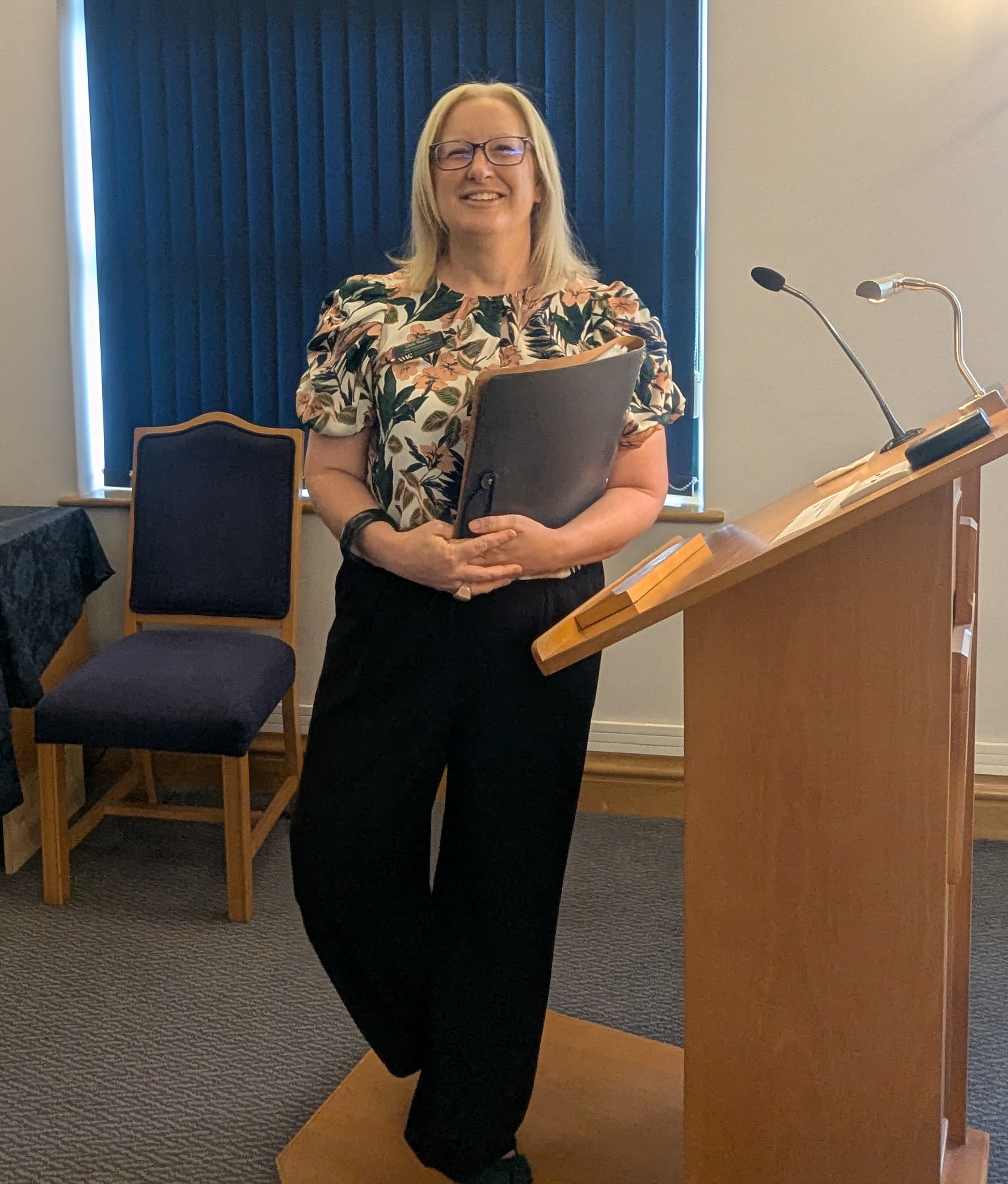 Deb Reed Celebrant Colchester Essex, officiating at a funeral ashes internment.